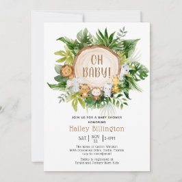 Safari Jungle Oh Baby Watercolor Baby Shower Inbjudningar
