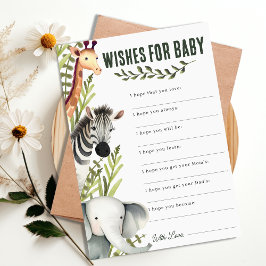 Safari Jungle Önskemål för Baby Shower Game Inbjudningar