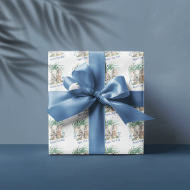 Safari Jungle Party Animals Två Vilder Födelsedag Presentpapper