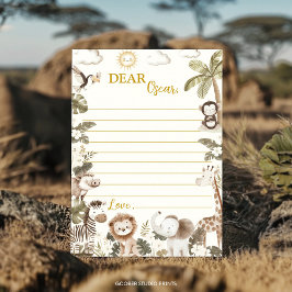 Safari Jungle Party Time Capsule Note Message Card Tack Kort