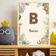 Safari Jungle Personligt Namn Monogram B Barnkamma