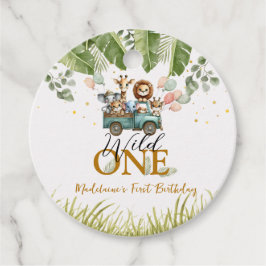 Safari Jungle Tack Vild 1:a födelsedagen Gåvor Etiketter