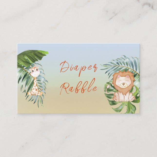 Safari Jungle Tropical Diaper Raffle Shower Game Visitkort (Framsida)