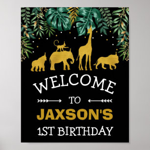 Safari Jungle VILD En tropisk födelsedag Välkommen Poster
