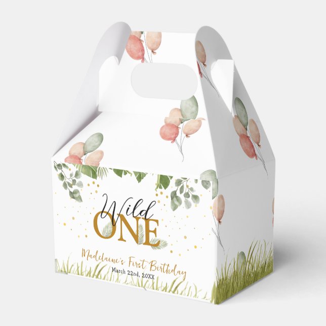 Safari Jungle Vild ett första födelsedag Presentaskar (Baksidan Sidan)