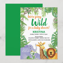 Safari Jungle Vilda djur Greenery Baby Shower