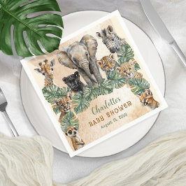 Safari Jungle Vilda djur Neutralt Baby Shower Pappersservett