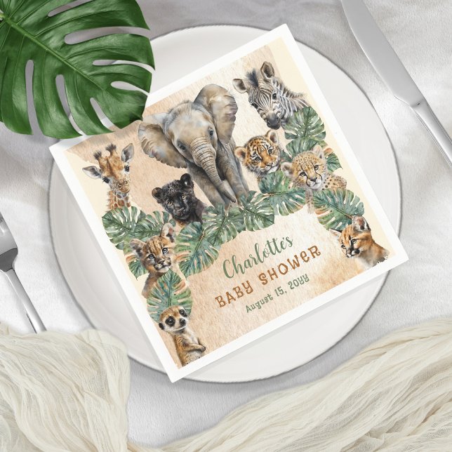 Safari Jungle Vilda djur Neutralt Baby Shower Pappersservett (Skapare uppladdad)