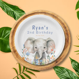 Safari Jungle Watercolor Elephant Flowers Birthday