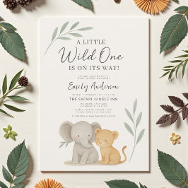 Safari Jungle Wild One Baby Shower Inbjudningar