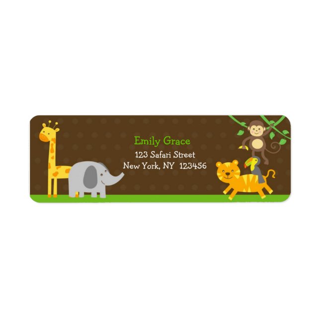 Safari Jungle Zoo Animals Returetiketters Returadress Etikett (Framsidan)