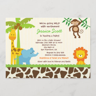 Safari Jungle Zoo Baby Shower-inbjudningar Inbjudningar