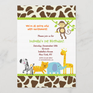 Safari Jungle Zoo Birthday-inbjudningar Inbjudningar