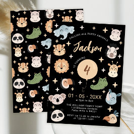 Safari Jungle zoo-djur födelserbjudande Inbjudningar