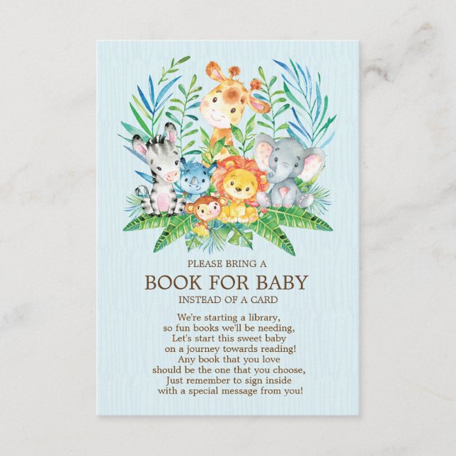 Safari JungleBoysBaby Shower Bok för Baby Tilläggskort (Framsida)