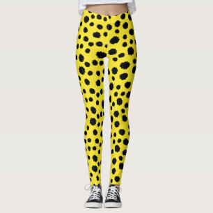 Safari Katt Leopard Hud Vild Mönster Svart Gul Leggings