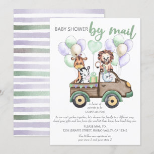 Safari Lastbil och Cute Animals Baby Shower by Mai Inbjudningar