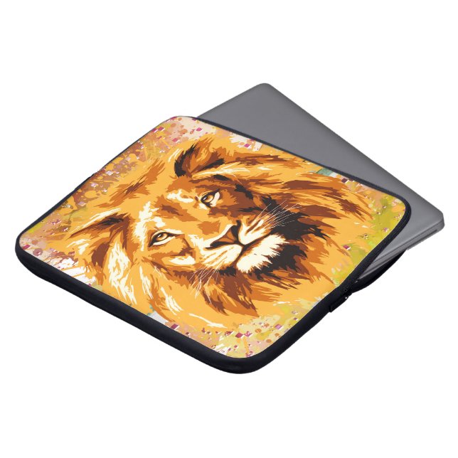 Safari Lejon bärbar dator Fodral | Färgfull Lejona (Framsida topp)