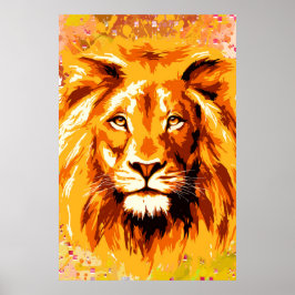 Safari Lejon | Färgfull Lejon Poster