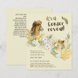 Safari Lejon GENDER  REVEAL Baby Shower-inbjudning