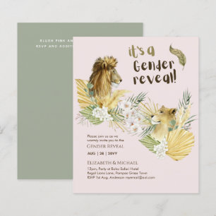 Safari Lejon GENDER REVEAL Baby Shower-inbjudning