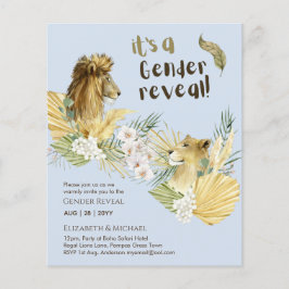Safari Lejon GENDER  REVEAL Baby Shower-inbjudning Flygblad
