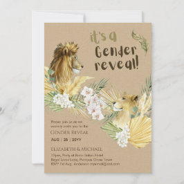 Safari Lejon GENDER  REVEAL Baby Shower-inbjudning Inbjudningar