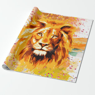 Safari Lejon Papper för färgstark Lejon figurs Presentpapper