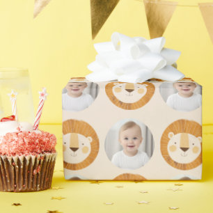 Safari Lejon Theme Barns födelsedag Photo Presentpapper
