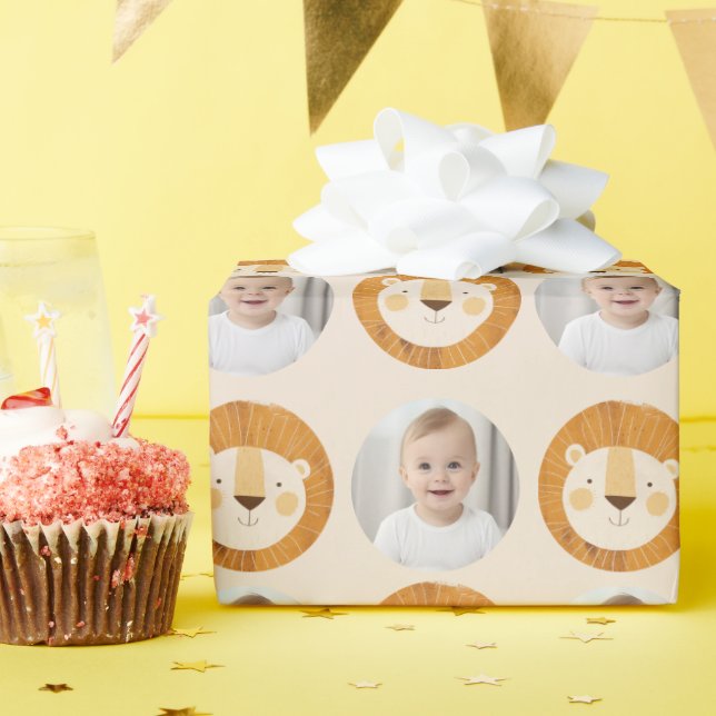 Safari Lejon Theme Barns födelsedag Photo Presentpapper (Födelsedagsfest)