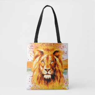 Safari Lejon Tote Bag Färgfull Lejona Teckning Tygkasse