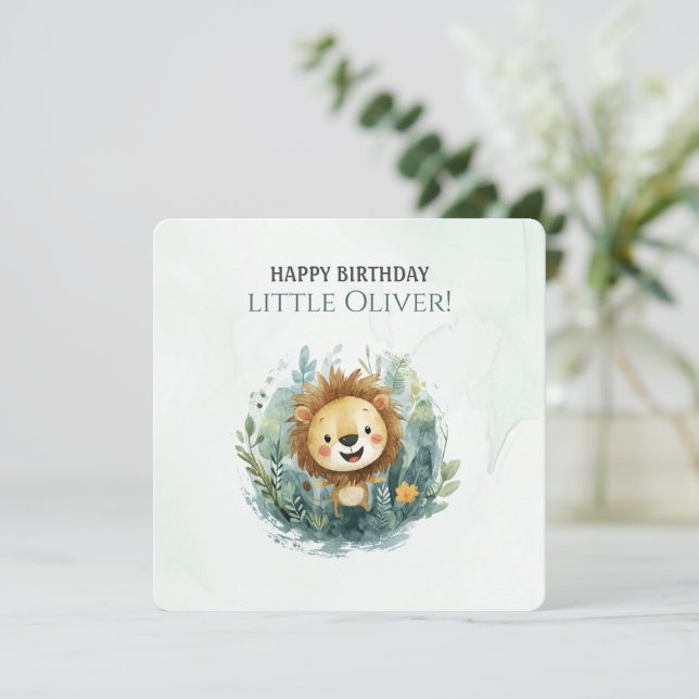 Safari Lejont jungle Birthday Card for Boy Tack Kort (Stående Fram)