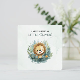 Safari Lejont jungle Birthday Card for Boy Tack Kort