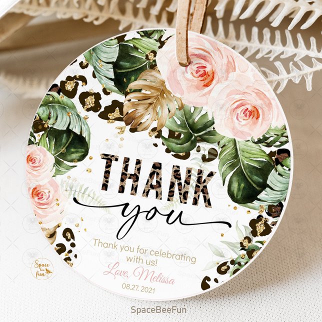 Safari Leopard skriver ut favoritmärkord på födels Gåvor Etiketter (safari leopard favor tags, jungle theme favor tags, leopard print birthday tags, animal print favor )