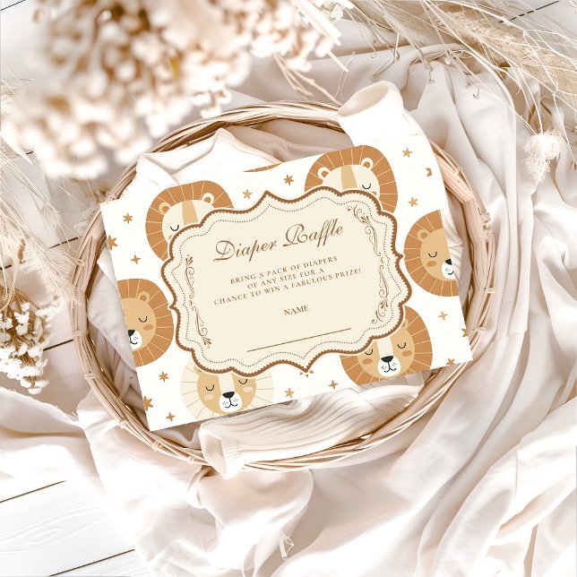 Safari Lion Neutral Baby Shower Diapper Raffle Tilläggskort (Skapare uppladdad)