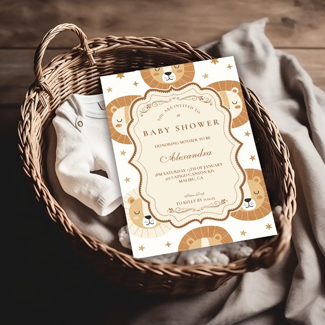 Safari Lion Neutral Baby Shower Inbjudningar (Skapare uppladdad)
