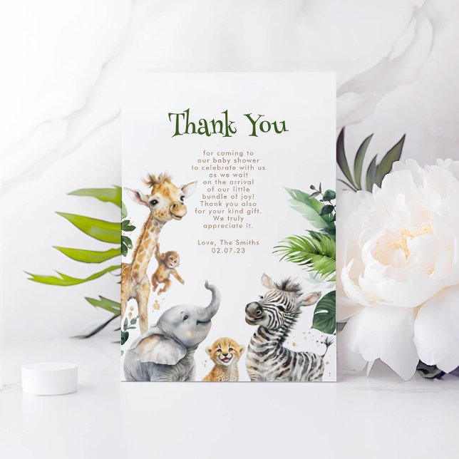 Safari Little Animals Jungle Tack Kort (Safari Animals Mini Thank You Card)