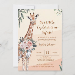 Safari Little Explorer Giraffe Baby Shower Inbjudningar