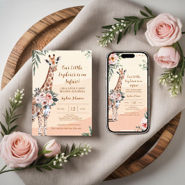 Safari Little Explorer Giraffe Baby Shower Inbjudningar