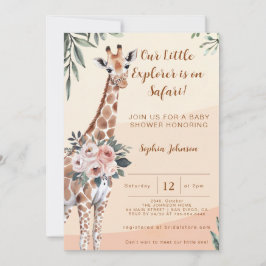 Safari Little Explorer Giraffe Baby Shower Inbjudningar