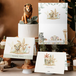 Safari Little Kung Lejon Zebra Giraffe Boy Shower Kort