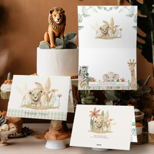 Safari Little Kung Lejon Zebra Giraffe Boy Shower Kort