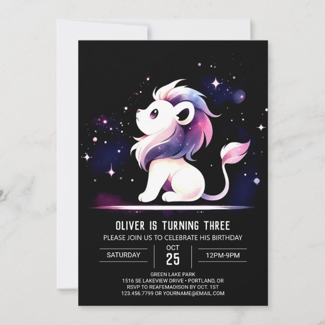 Safari Little Lejon Birthday Inbjudningar (Framsida)