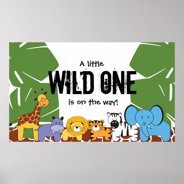 Safari Little Wild One on the way | baby shower Poster (Framsidan)