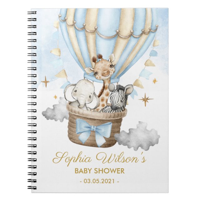 Safari Luftballong Baby Shower Spiral Photo Anteckningsbok (Framsidan)
