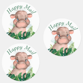 Safari Lycklig Mail hippo-klistermärken Klistermärke