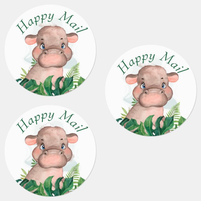 Safari Lycklig Mail hippo-klistermärken Klistermärke (Grupp)