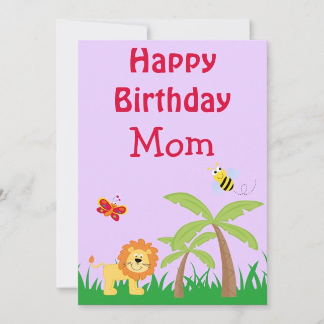 Safari Mamma Hänthday Lavender Julkort (Framsida)