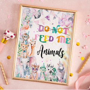 Safari Mata inte Födelsedagsfesten Djur Poster