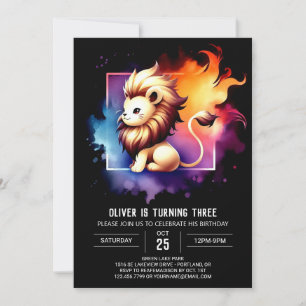 Safari Minimalist Lejon Birthday Inbjudningar
